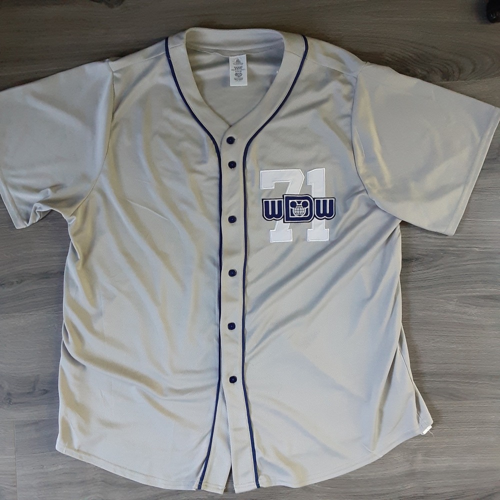 Walt Disney World WDW 71 Gray Mens Embroidered Baseball Jersey Shirt XXL